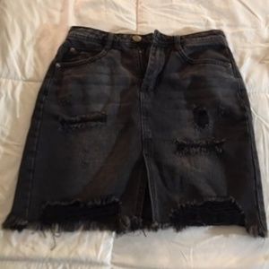 High-waisted Black Jean Skirt